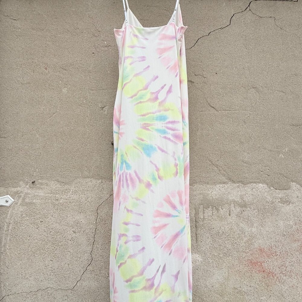 AFRM Amina Mesh Knit Blanc Spiral Tie Dye Midi Dress-Size Medium - Picture 3 of 3